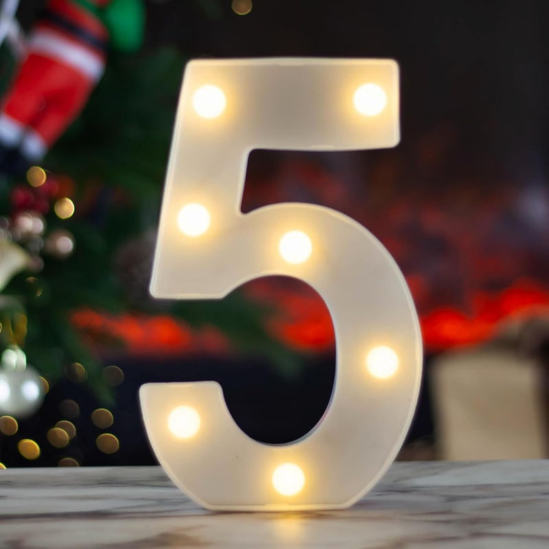 SKYPHAROS LED Marquee Numbers, 0-9 Light Up Letters, Battery Powered LED Letter Lights for Birthday Party, Christmas Night, Home, Bar, Graduation, Wedding Decoration(5) - Image 1
